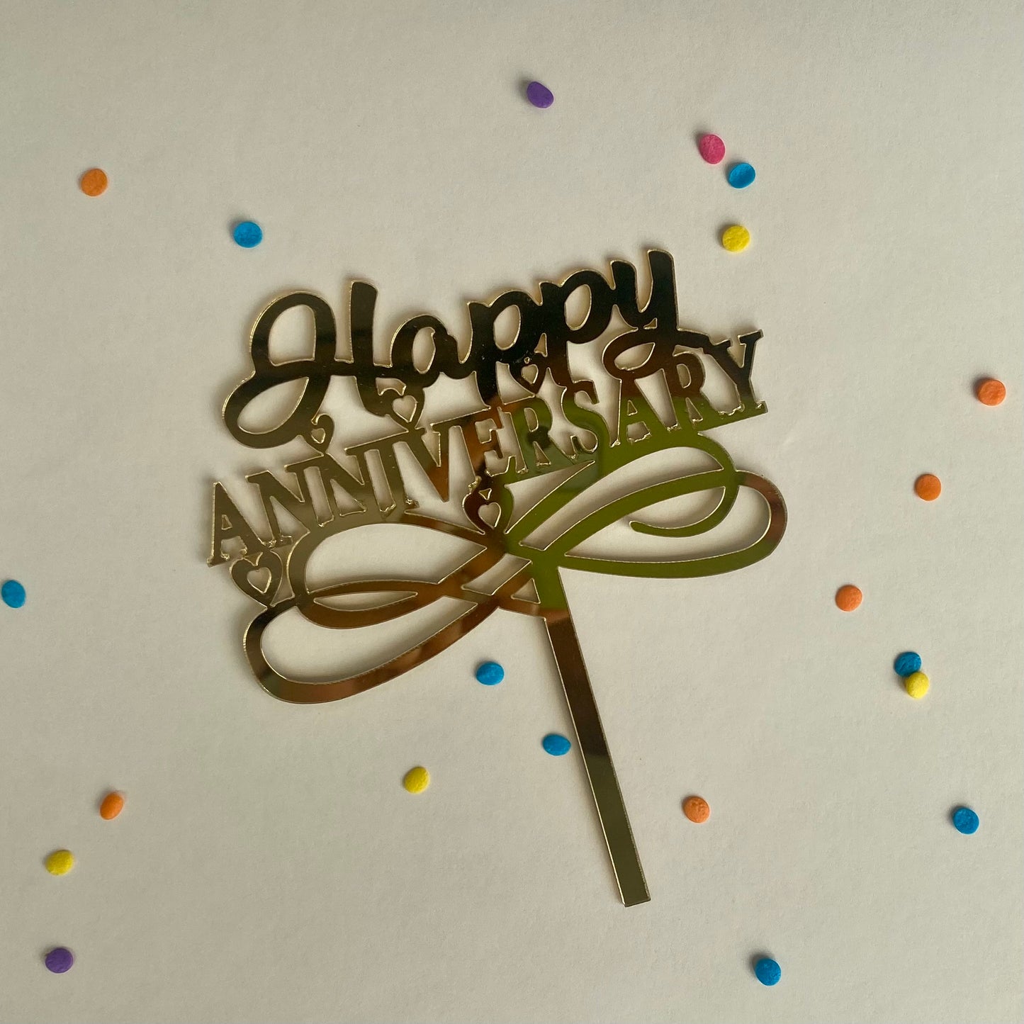 Golden Happy Anniversary Topper