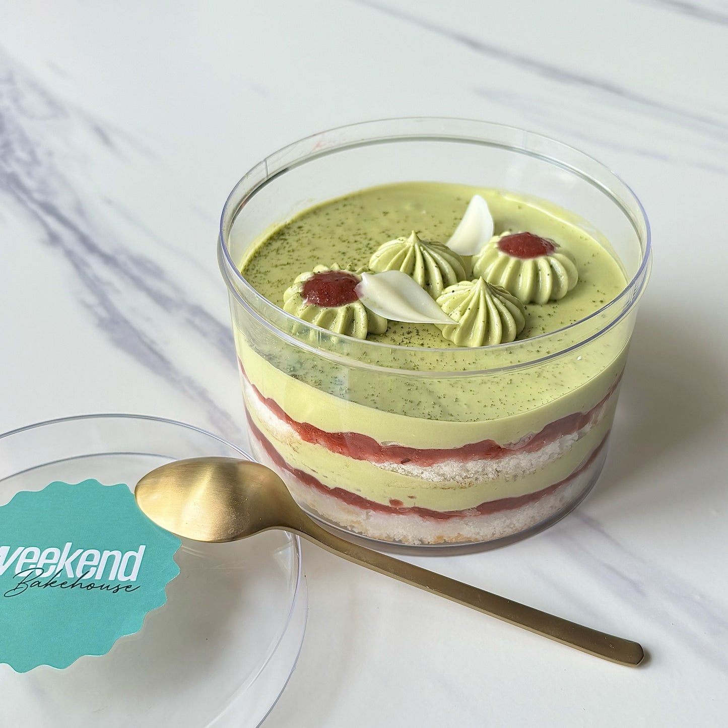 Matcha and Strawberry Dessert
